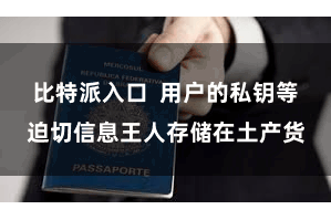 比特派入口  用户的私钥等迫切信息王人存储在土产货